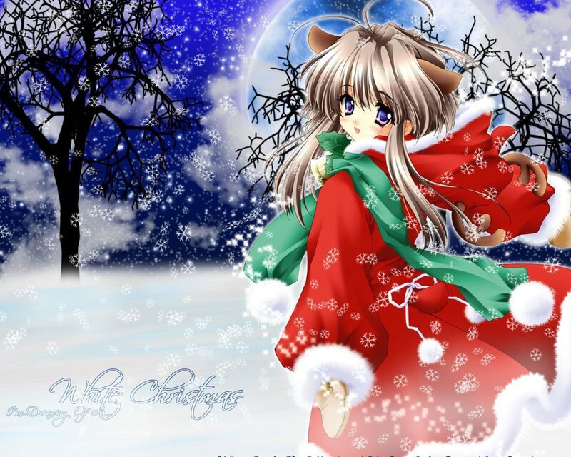 Anime girl in winter scene
