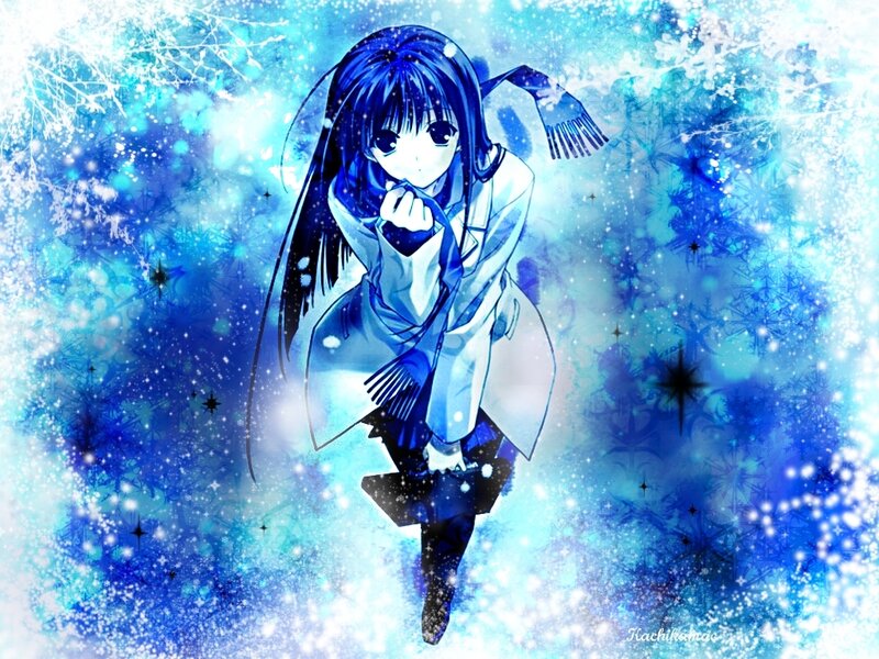 anime girl in winter scene