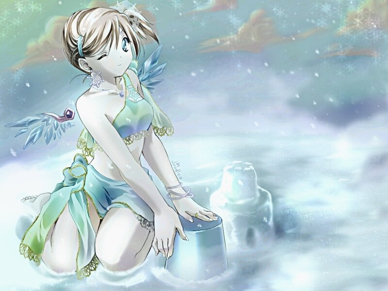 Anime girl in winter scene
