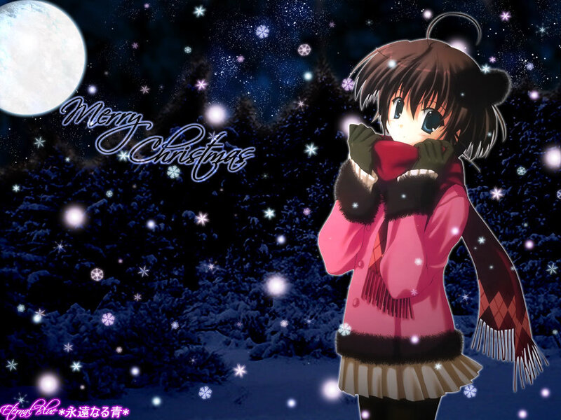 Anime girl in winter scene