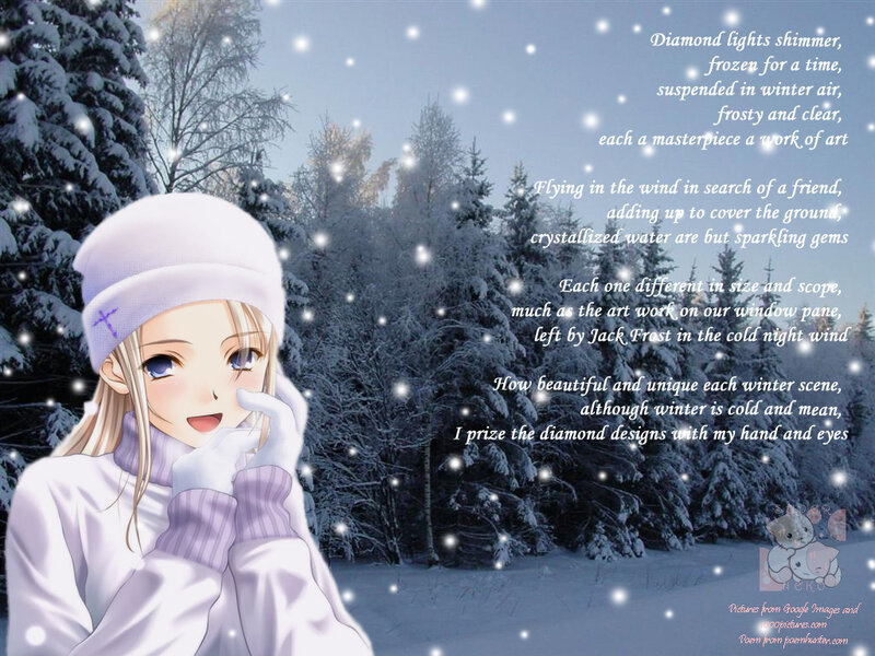 Anime girl in winter scene