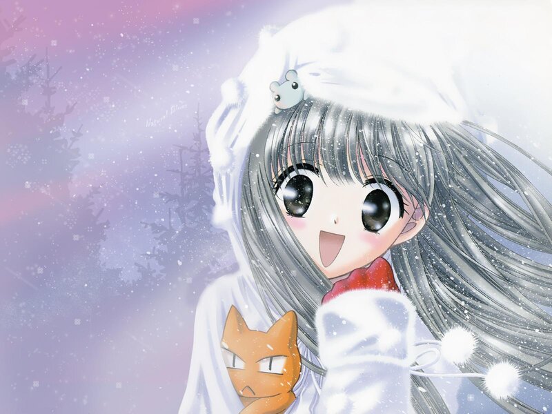 Anime girl in winter scene