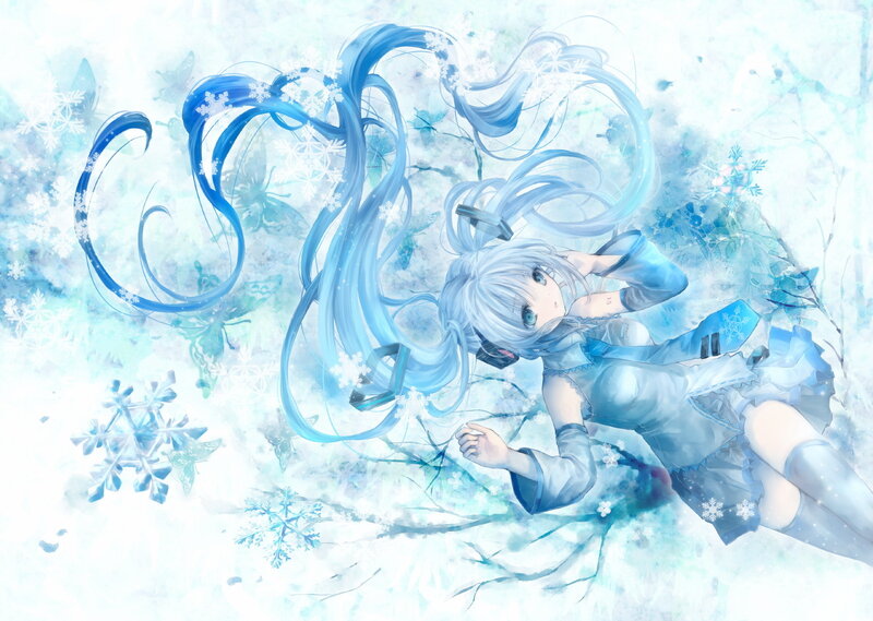 Anime girl in winter scene