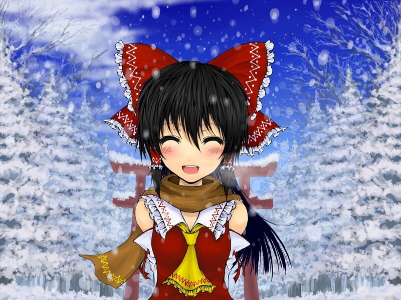 Anime girl in winter snow