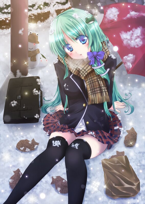 Anime girl in winter snow