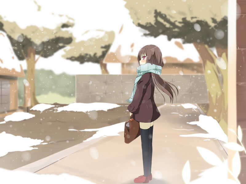 anime girl in winter snow