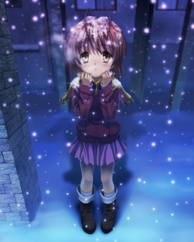 Anime girl in winter snow