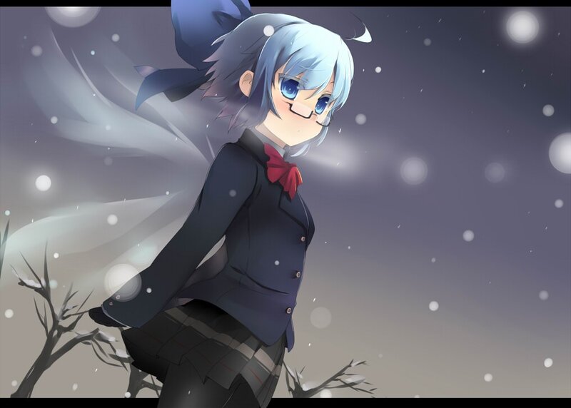 anime girl in winter snow