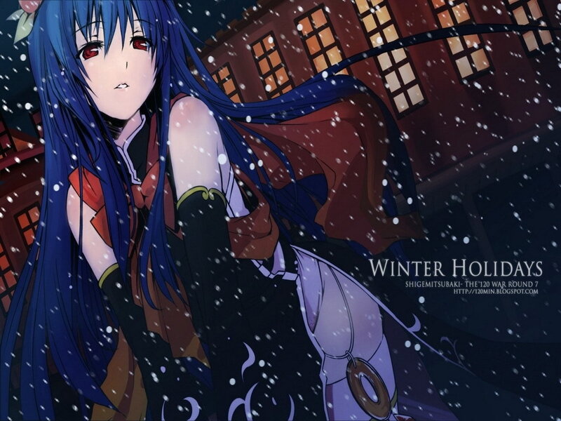 Anime girl in winter snow