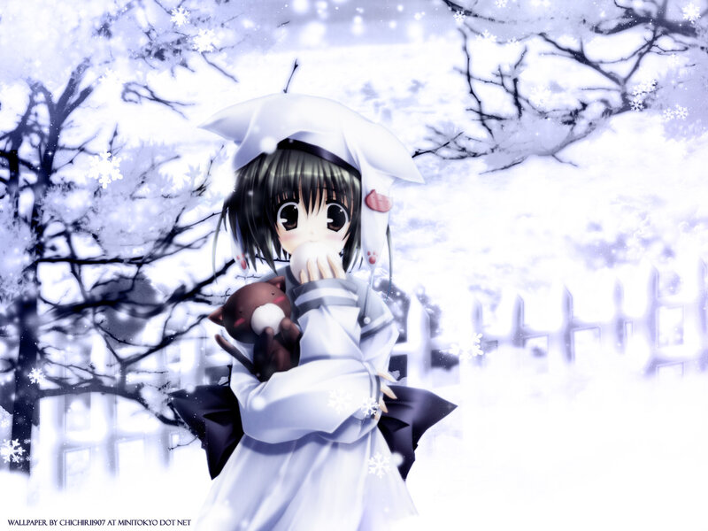 anime girl in winter snow