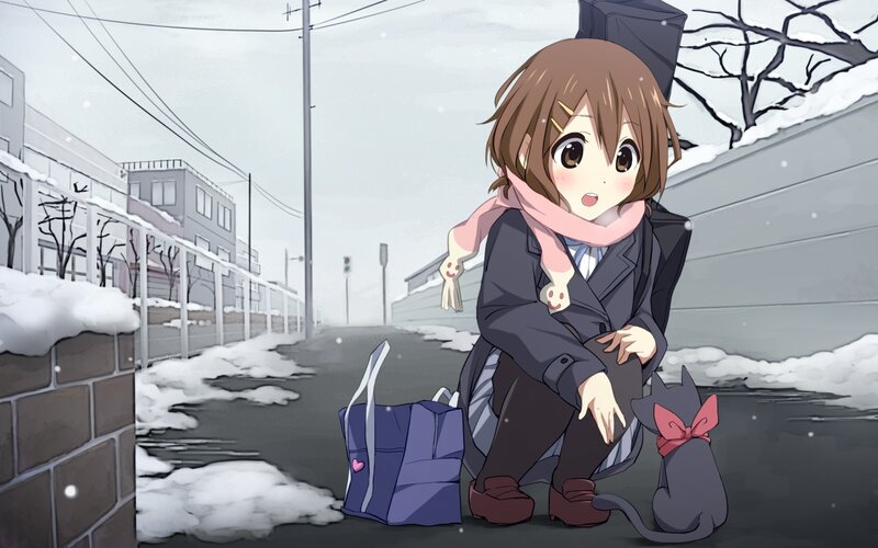 anime girl in winter street