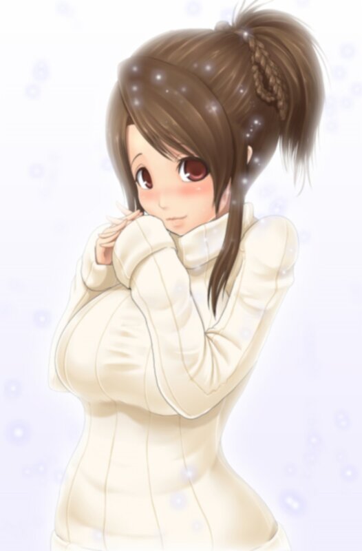 anime girl in winter sweater