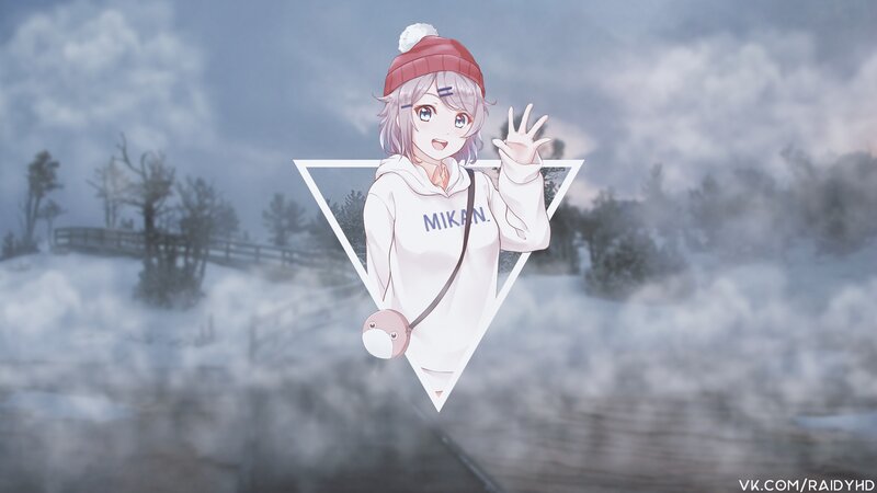Anime Girl in Winter — White, Calm, Digital Art, Sweatshirt