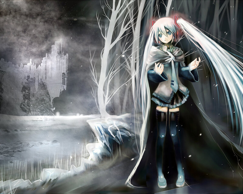Anime Girl in Winter — White, Dramatic