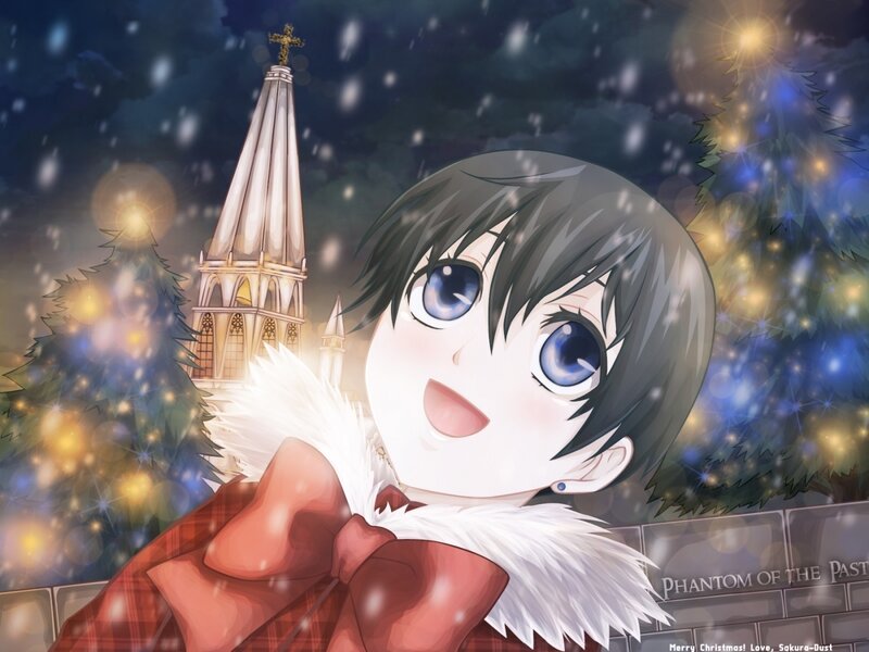 Anime Girl in Winter — White, Festive