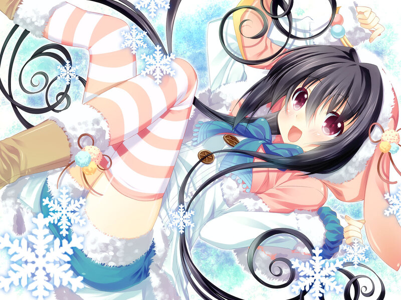 Anime Girl in Winter — White, Playful