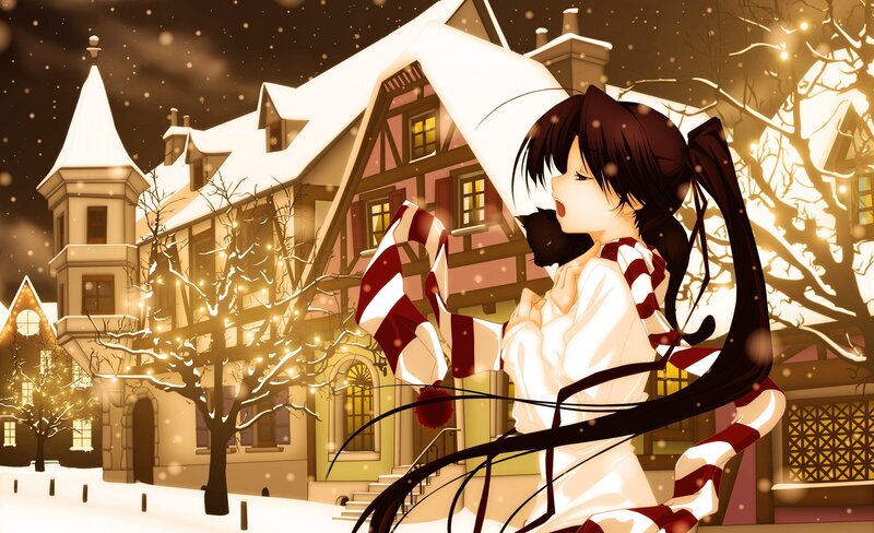 Anime Girl in Winter — White