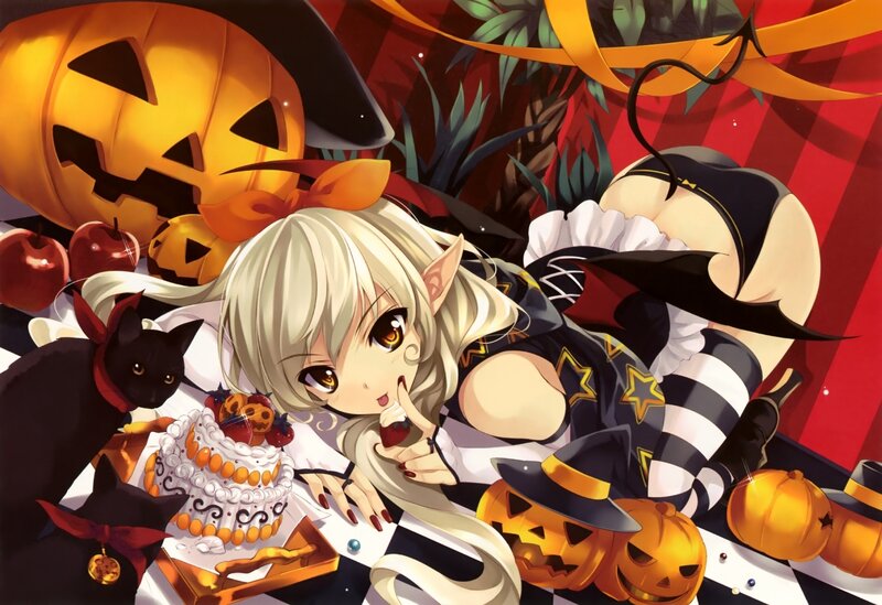Anime Girl in Witch Costume — Orange