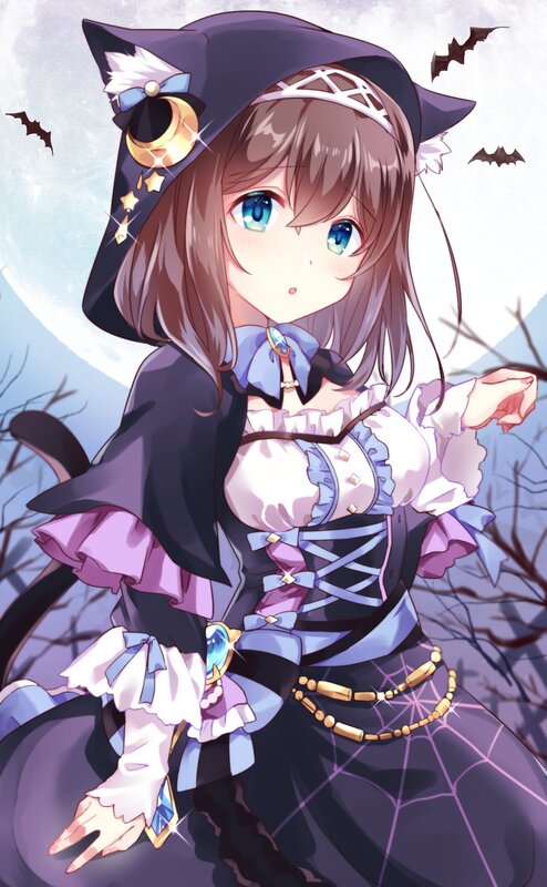 Anime Girl in Witch Costume — Purple, Mysterious, Night