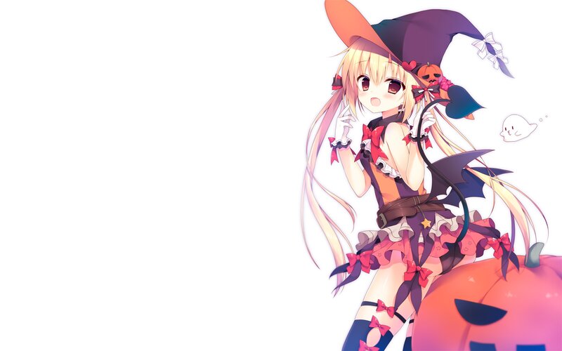 Anime Girl in Witch Costume — White