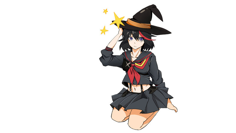 Anime Girl in Witch Hat — Black, Playful