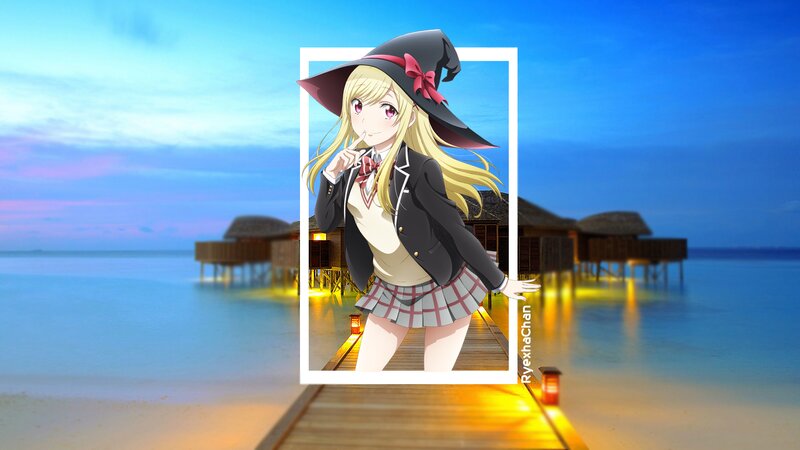 Anime Girl in Witch Hat — Blue, Serene