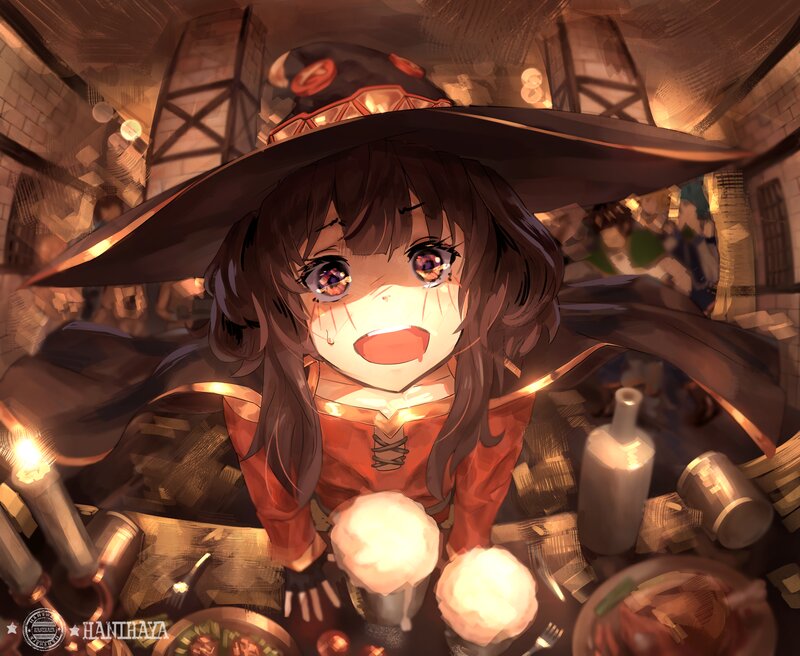 Anime Girl in Witch Hat — Brown, Dramatic
