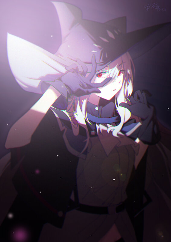 Anime Girl in Witch Hat — Purple, Dramatic