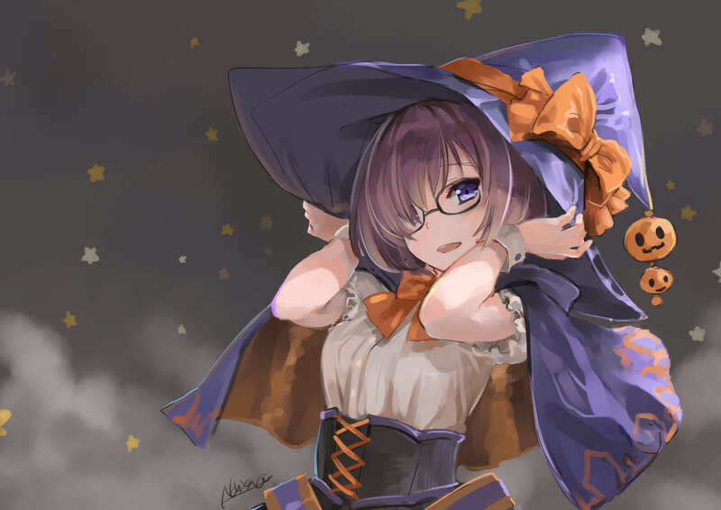 Anime Girl in Witch Hat — Purple, Playful