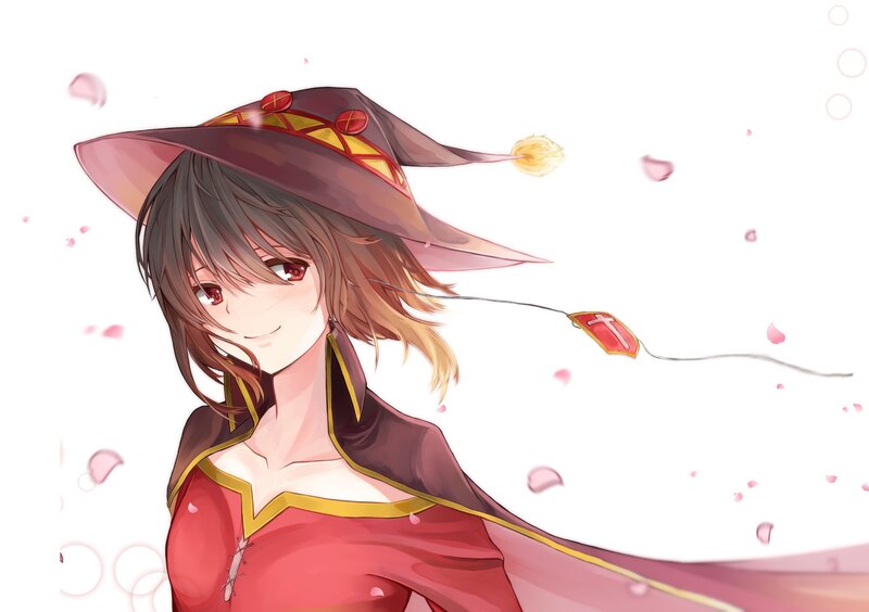 Anime Girl in Witch Hat — Red, Calm