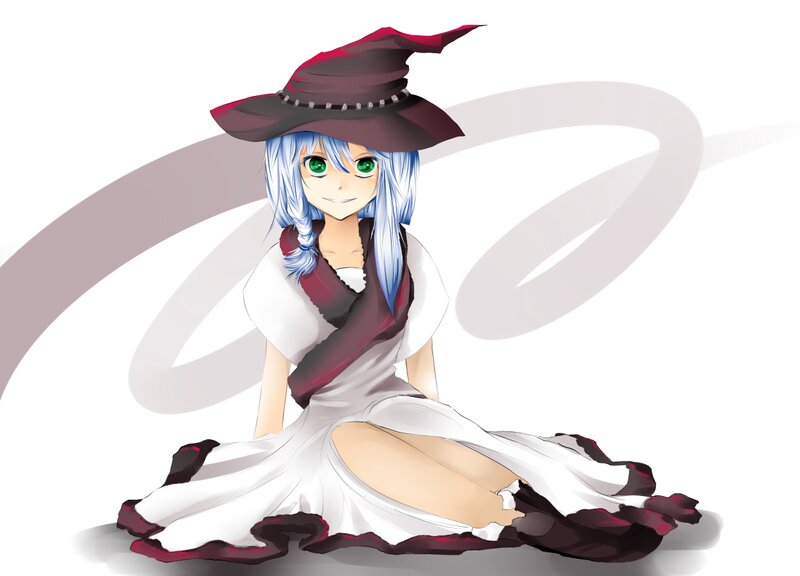 Anime Girl in Witch Hat — White