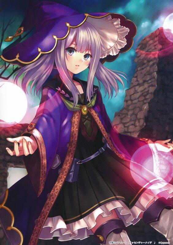 Anime Girl in Witch Outfit — Purple, Dramatic, Night