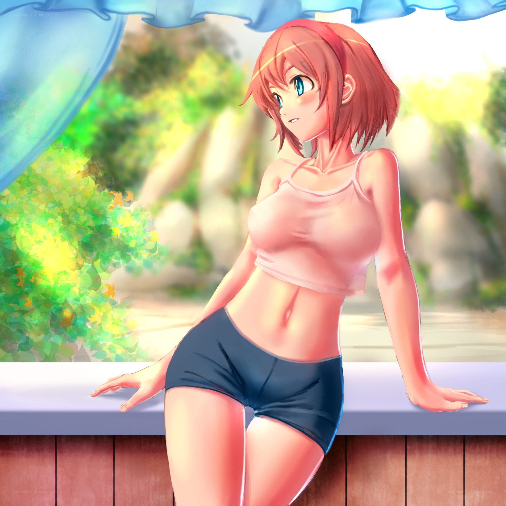 anime girl in workout clothes