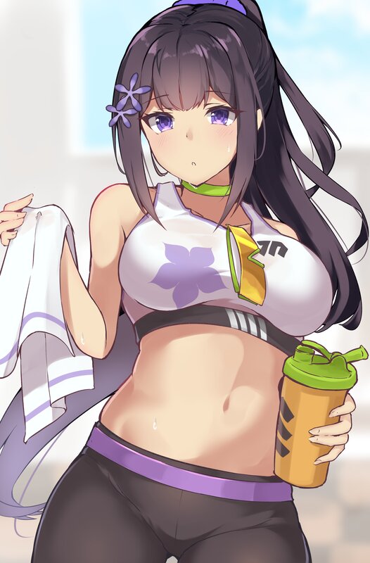 Anime Girl in Workout Clothes — Purple