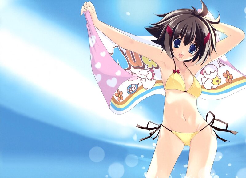 anime girl in yellow bikini