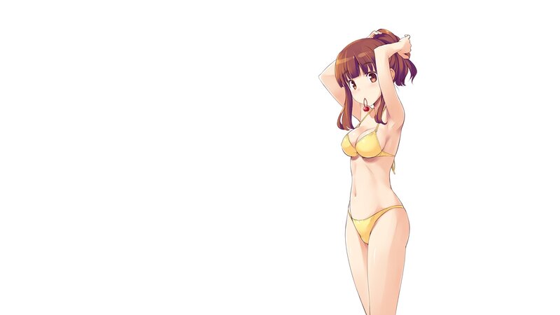 anime girl in yellow bikini