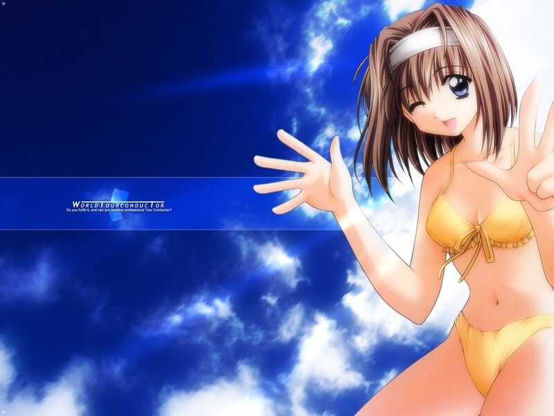 anime girl in yellow bikini