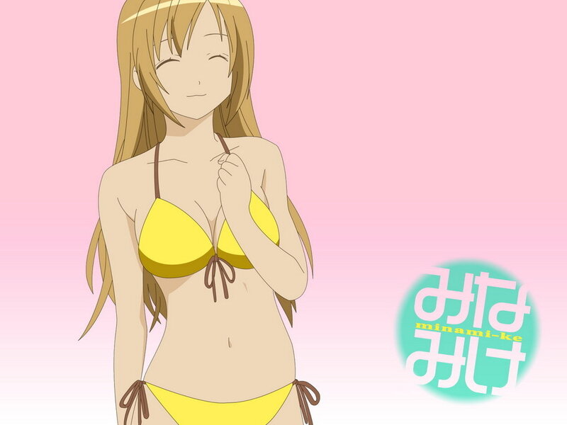 anime girl in yellow bikini