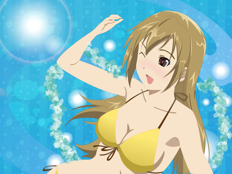 Anime girl in yellow bikini