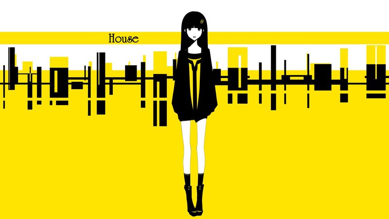 anime girl in yellow cityscape
