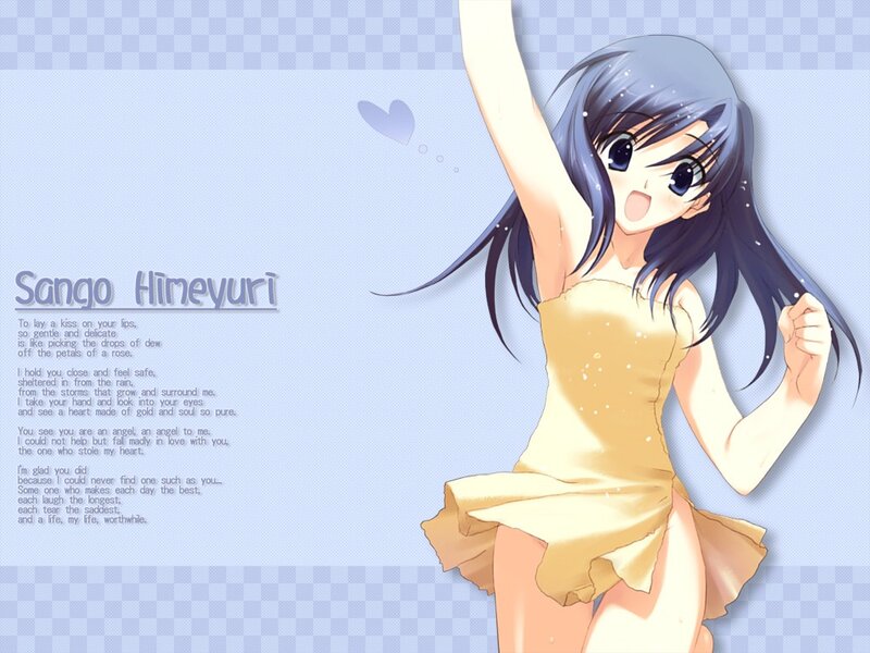Anime Girl in Yellow Dress — Blue, Cheerful