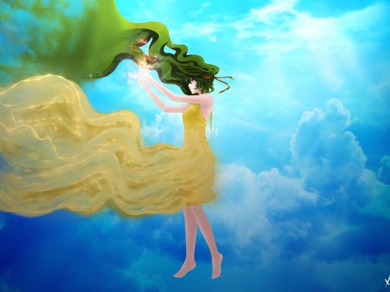 Anime Girl in Yellow Dress — Blue, Serene