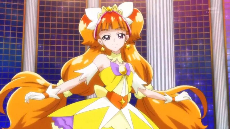 Anime Girl in Yellow Dress — Dramatic, Crown