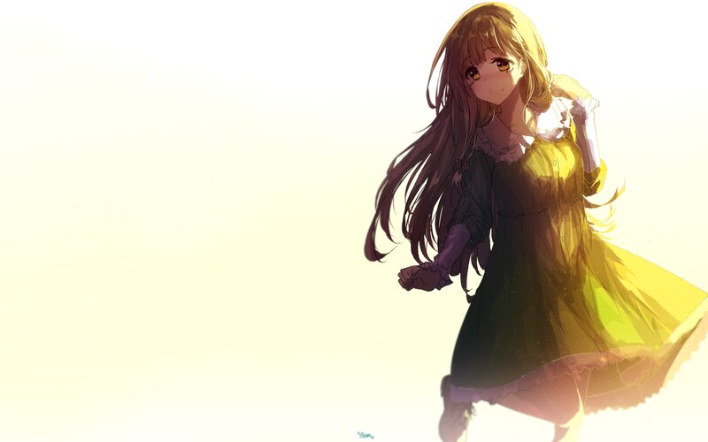 Anime Girl in Yellow Dress — Serene, Sunset