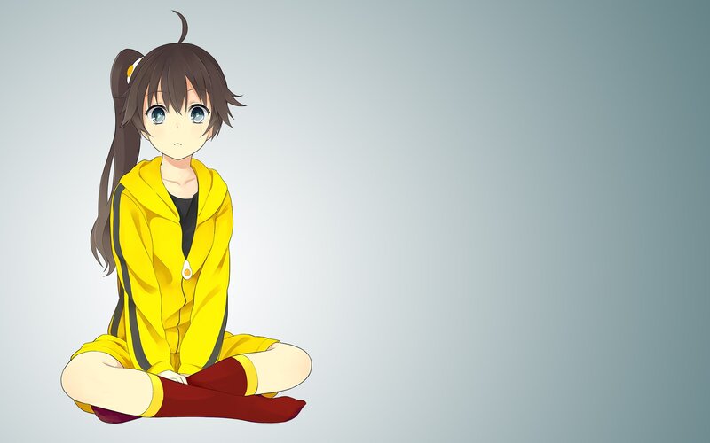 anime girl in yellow hoodie