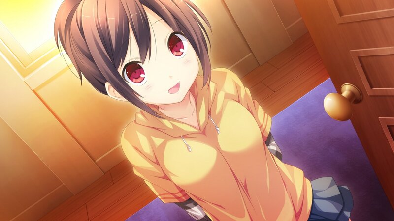 anime girl in yellow hoodie