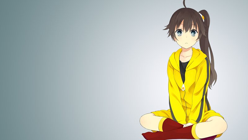 Anime Girl in Yellow Hoodie — Neutral, Ponytail