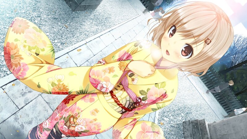 anime girl in yellow kimono