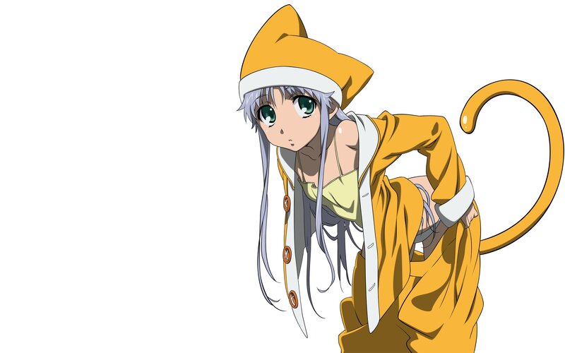 Anime Girl in Yellow Outfit — Playful, Cat Ears