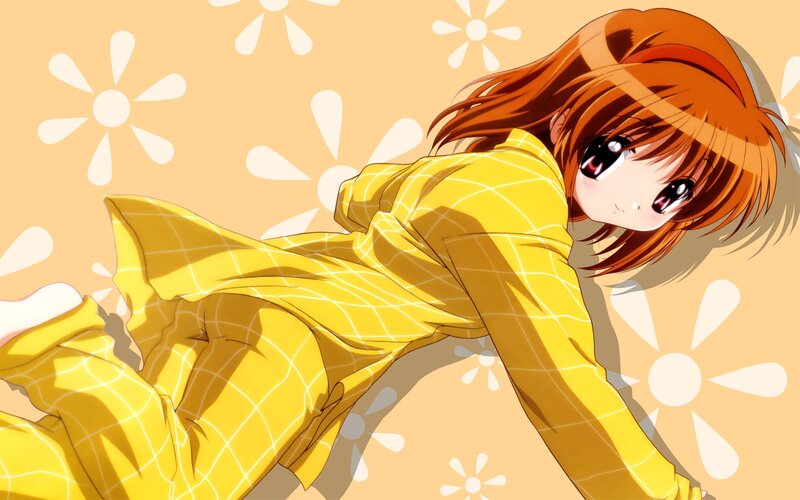 Anime girl in yellow pajamas
